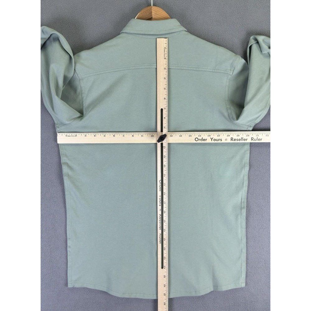 Tailor Vintage Shirt Small Green Comfort Stretch Oxford Flip Cuff Minimalist New - Picture 5 of 10